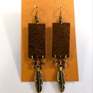 Hand crafted Faux Leather Dangle Earrings